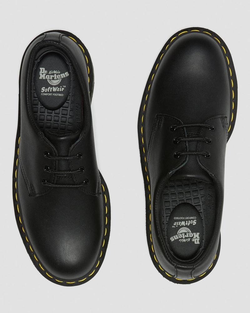 Men's Dr Martens 1461 Slip Resistant Leather Work Shoes Black | AU 654OKI